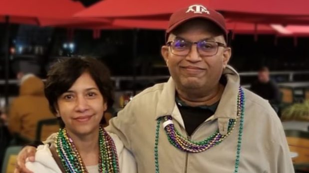 Breast cancer survivor Sharmila Vaidya with her husband, Nitin