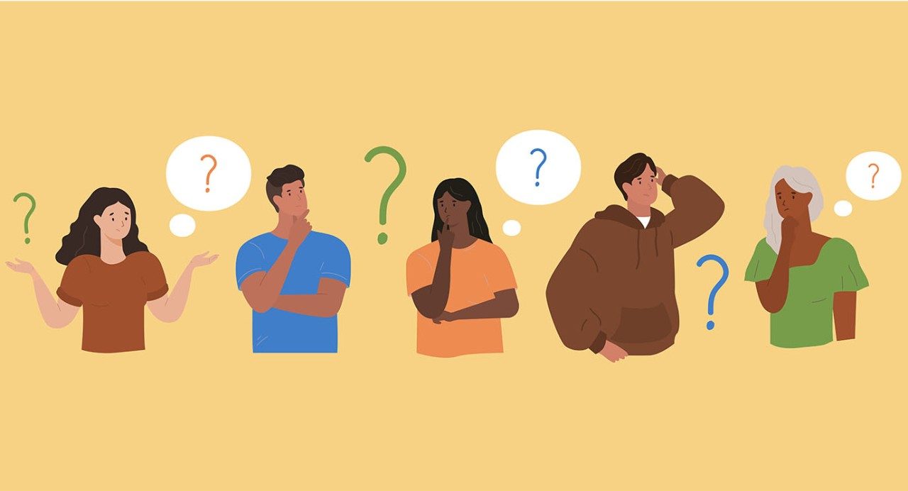 Confused people questioning