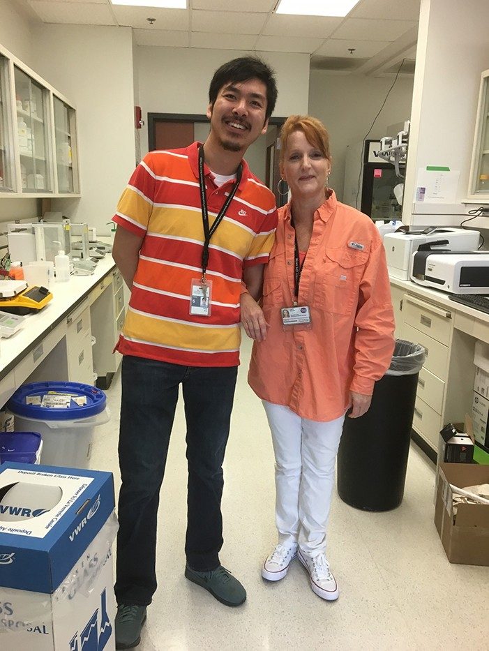 Tainer Laboratory members wearing the Houston Astros colors in 2017
